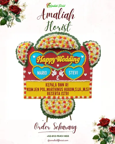 Karangan Papan Bunga Pernikahan satra
